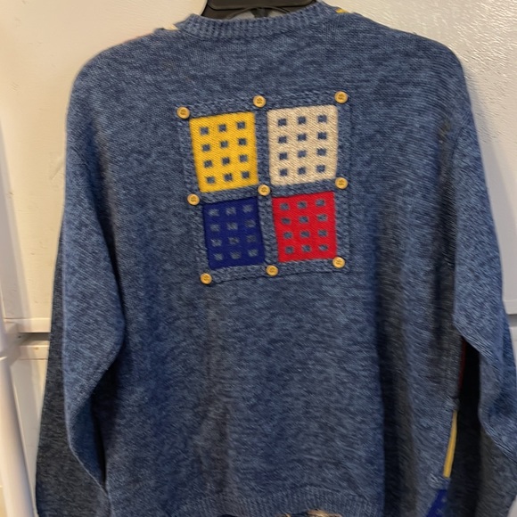 Vintage Marisa Christina Patchwork Look Cardigan V Neck Sweater Size M (Box 2) - Picture 5 of 6